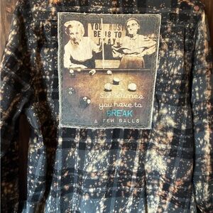 Angry Minnow Black and Tan Graphic Flannel Shirt